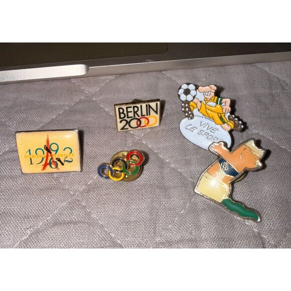 Vintage Olympic & Sports Lapel Pins Barcelona '92, Berlin '00, Rings Soccer Dive - Picture 1 of 5